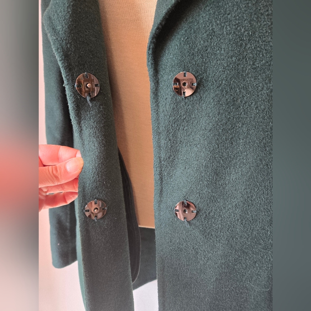 BELLE & BLOOM Australia Green Wool Blend Relaxed Fit Coat. Size Small - Picture 7 of 14